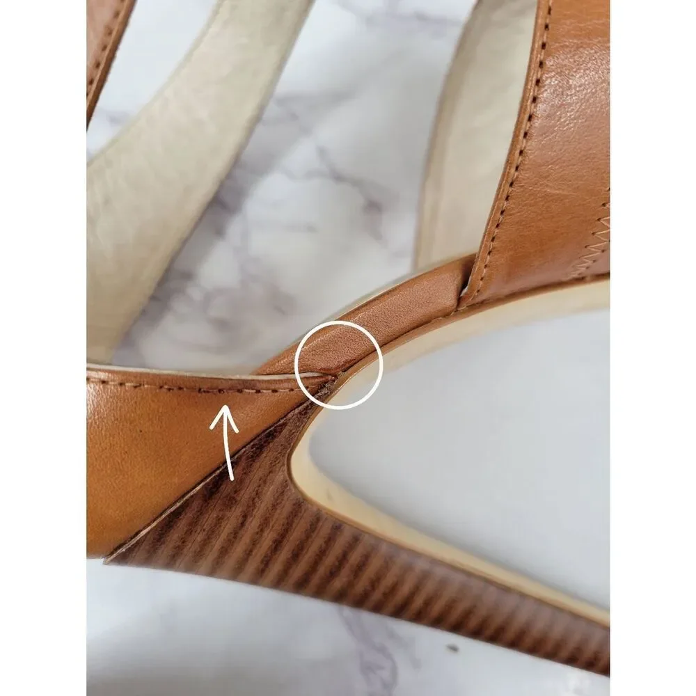 Michael Kors Berkley Tan Leather Platform Heels with Front Zip
